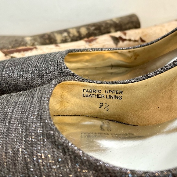 *Badgley Mischka | Silver Metallic Fabric Pumps with Jeweled Heels Size 9.5 - Picture 15 of 16
